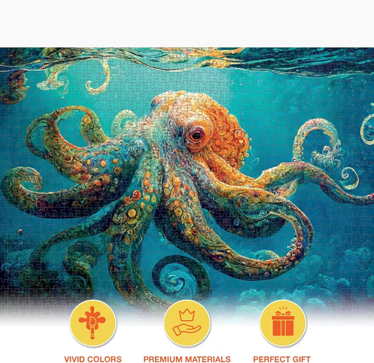 Blue Octopus - 1000 Pieces Jigsaw Puzzle