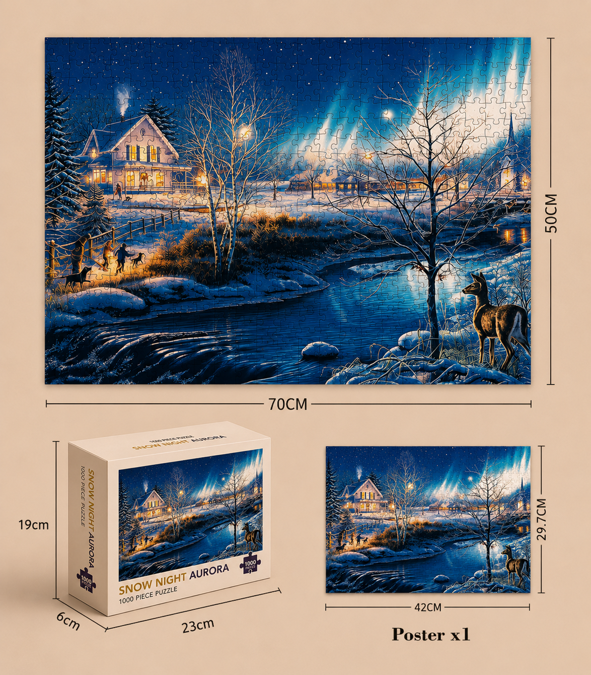 Aurora Borealis on a Snowy Night - 1000-Piece Jigsaw Puzzle